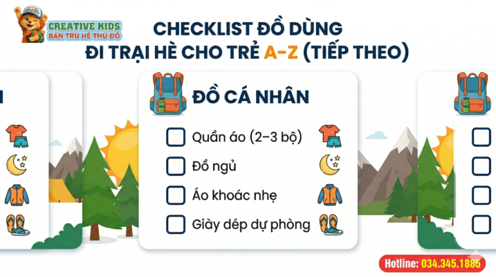 Checklist đồ dùng đi trại hè cho trẻ