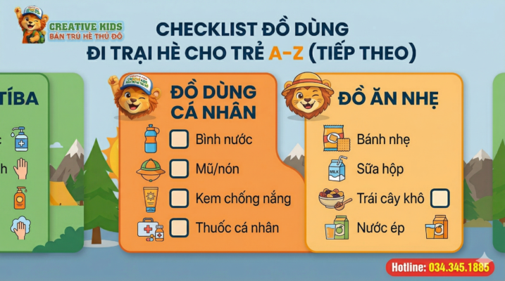 Checklist đồ dùng đi trại hè cho trẻ